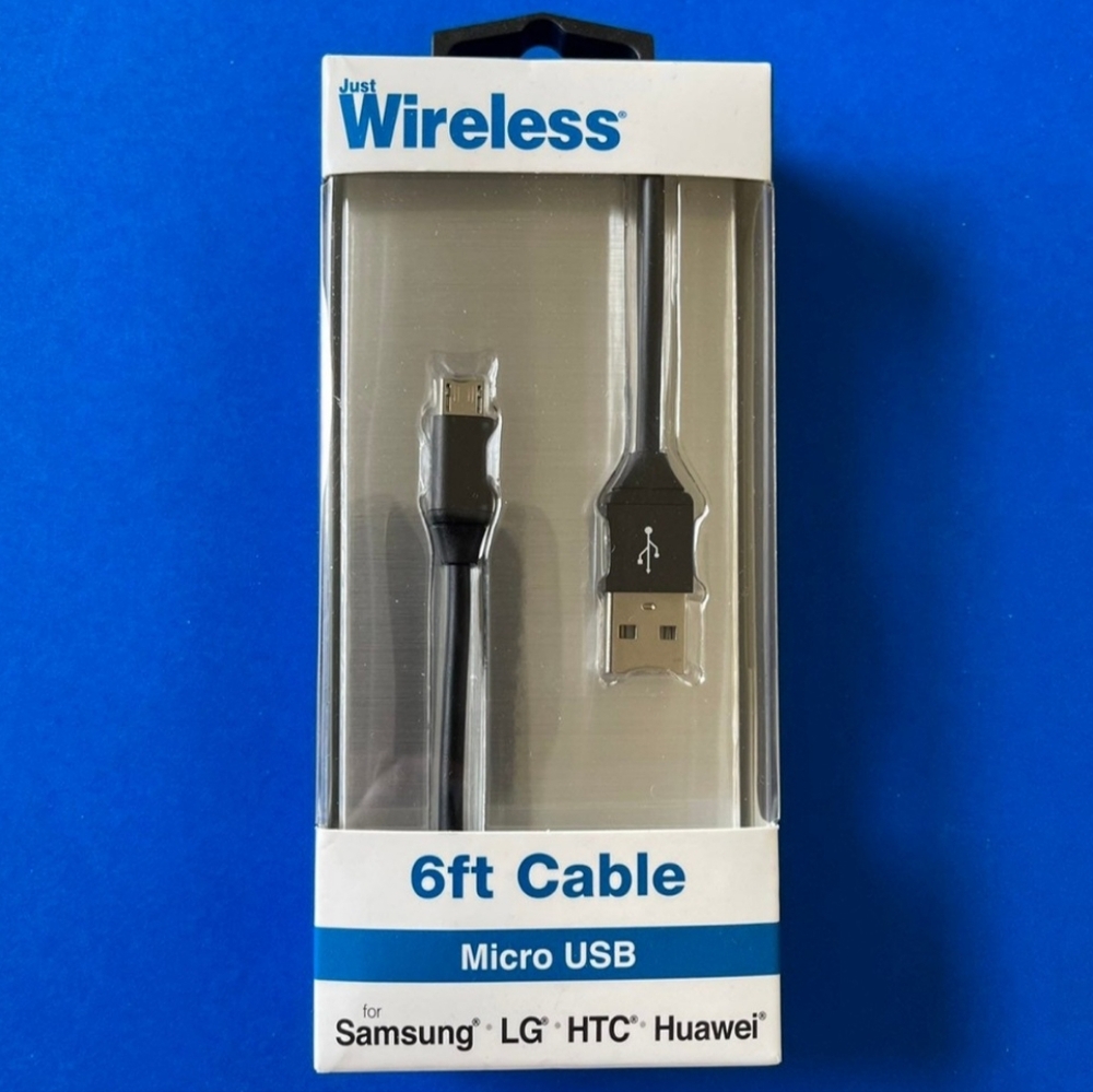6-FT Just Wireless Micro USB Charging Cable (BLACK)